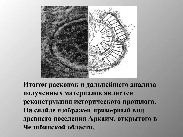 Итогом раскопок и дальнейшего анализа полученных материалов является реконструкция исторического прошлого.