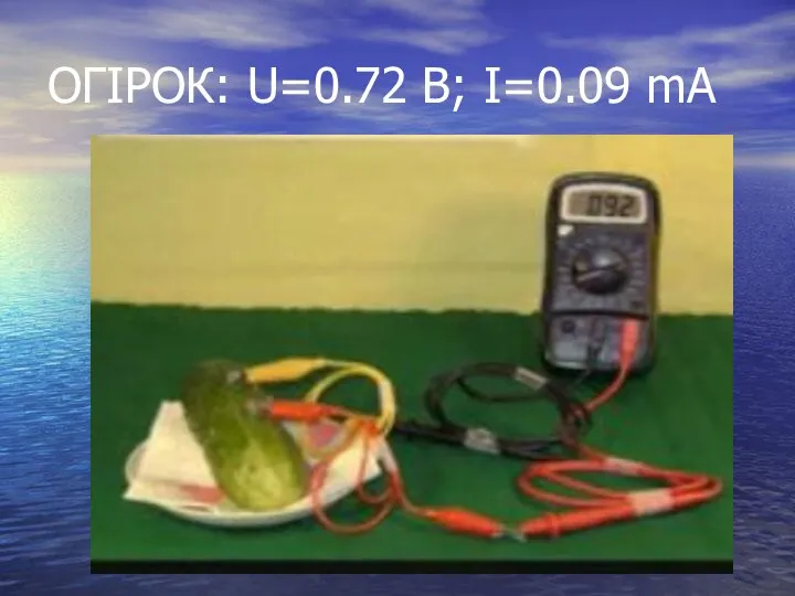 ОГІРОК: U=0.72 B; I=0.09 mA