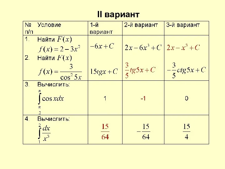 II вариант