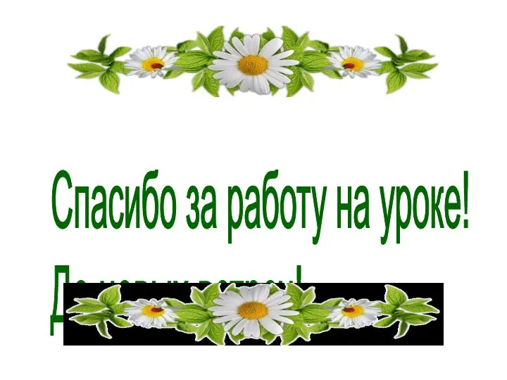 Спасибо за работу на уроке! До новых встреч!