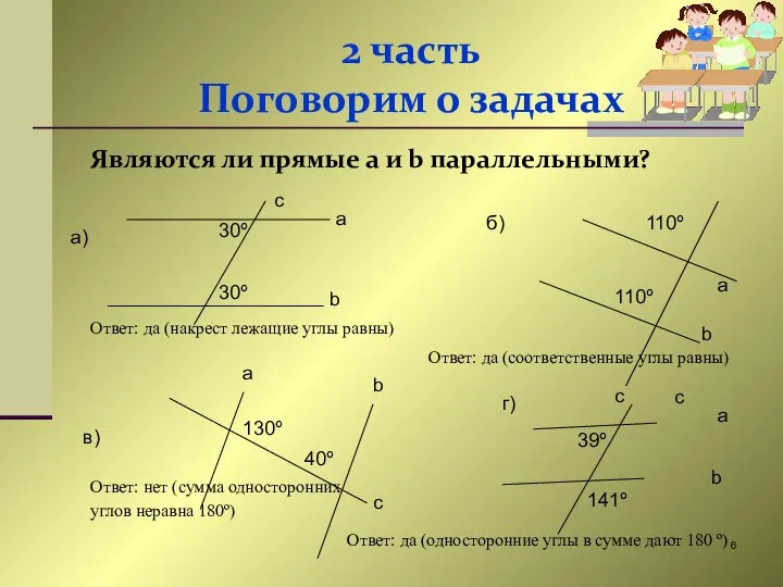 2 часть Поговорим о задачах Являются ли прямые a и b