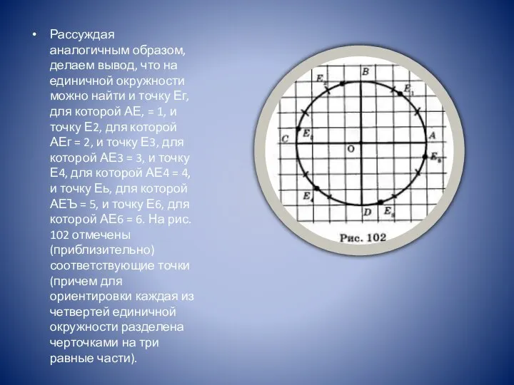 Рассуждая аналогичным образом, делаем вывод, что на единичной окружности можно найти