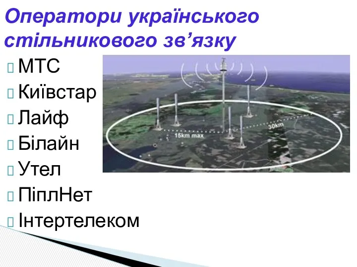 МТС Київстар Лайф Білайн Утел ПіплНет Інтертелеком Оператори українського стільникового зв’язку