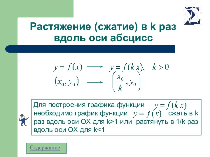 Растяжение (сжатие) в k раз вдоль оси абсцисс Содержание