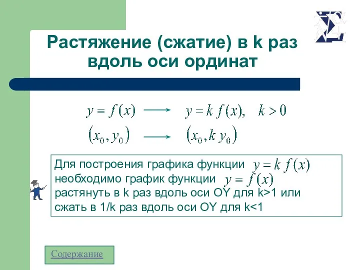 Растяжение (сжатие) в k раз вдоль оси ординат Содержание