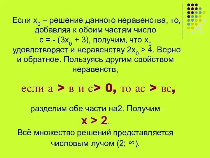 Если х0 – решение данного неравенства, то, добавляя к обоим частям