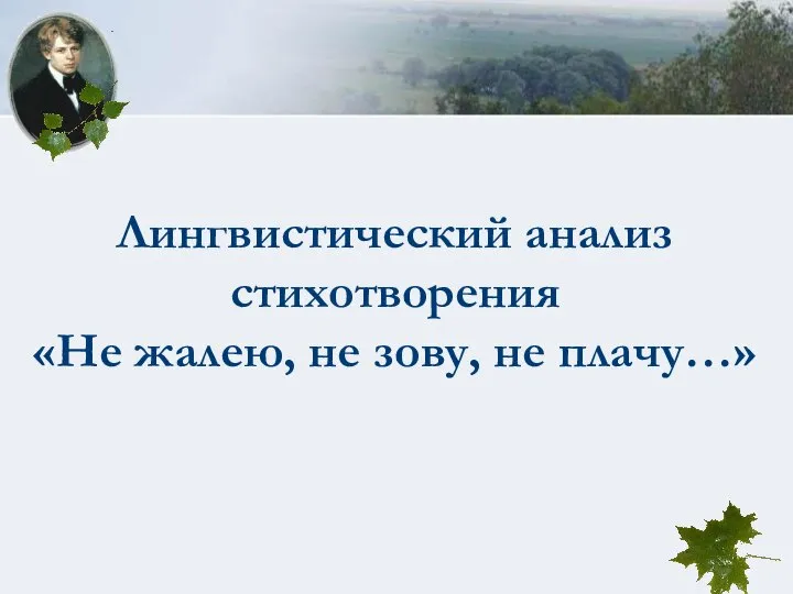 Лингвистический анализ стихотворения «Не жалею, не зову, не плачу…»