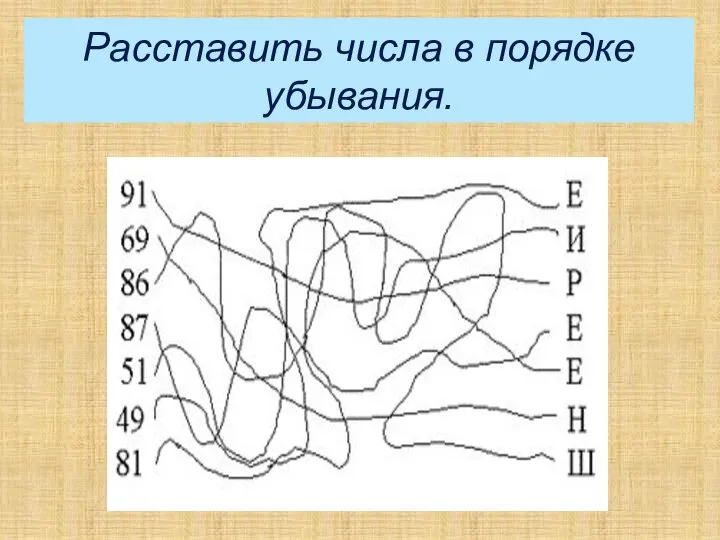 Расставить числа в порядке убывания.