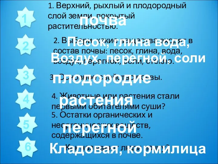 1. Верхний, рыхлый и плодородный слой земли, покрытый растительностью. 2. Выбери,