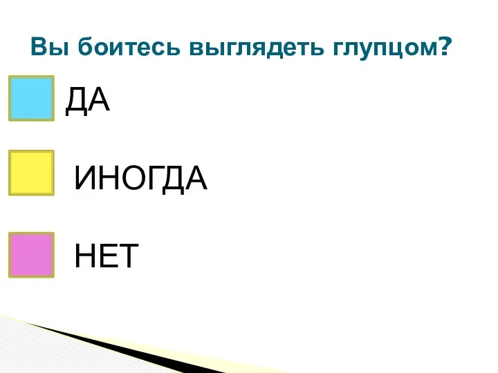 Вы боитесь выглядеть глупцом? ДА НЕТ ИНОГДА