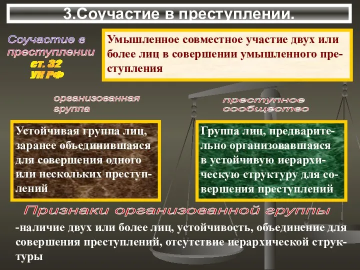 3.Соучастие в преступлении. Соучастие в преступлении Умышленное совместное участие двух или