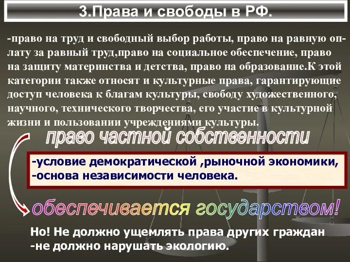 3.Права и свободы в РФ. -право на труд и свободный выбор