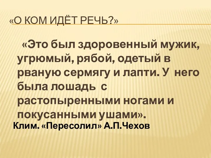 «О ком идёт речь?» «Это был здоровенный мужик, угрюмый, рябой, одетый