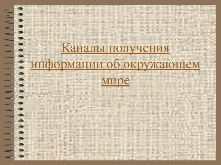 Каналы получения информации об окружающем мире