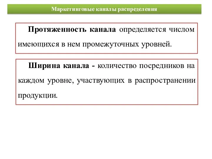 Протяженность канала определяется числом имеющихся в нем промежуточных уровней. Ширина канала