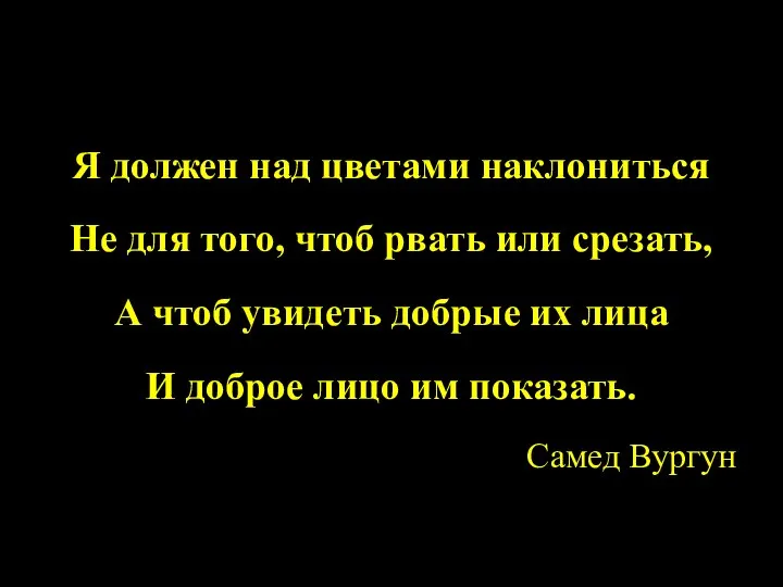 Я должен над цветами наклониться Не для того, чтоб рвать или