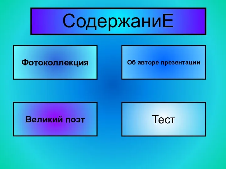 Фотоколлекция Великий поэт Тест Об авторе презентации СодержаниЕ