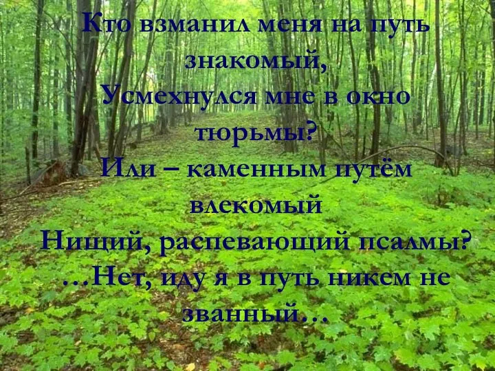 Кто взманил меня на путь знакомый, Усмехнулся мне в окно тюрьмы?