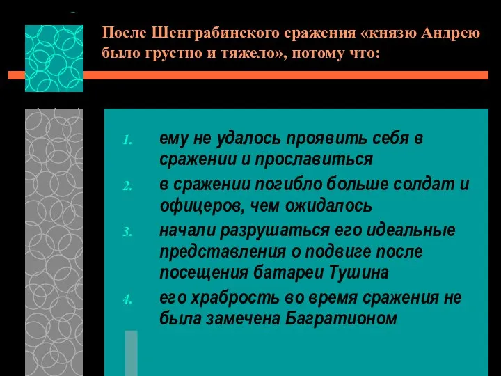 После Шенграбинского сражения «князю Андрею было грустно и тяжело», потому что: