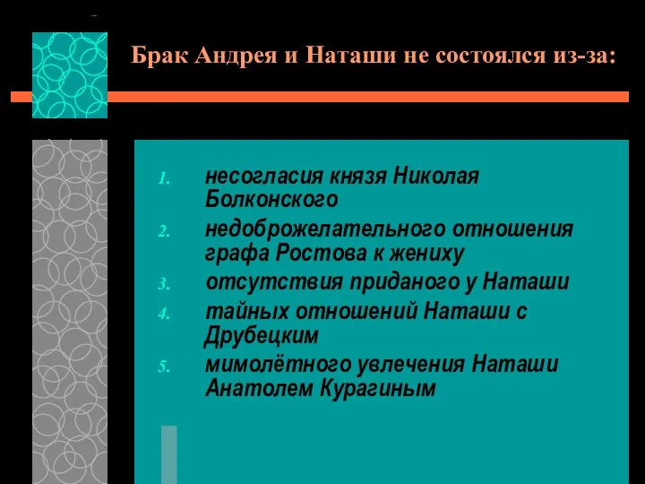 Брак Андрея и Наташи не состоялся из-за: несогласия князя Николая Болконского