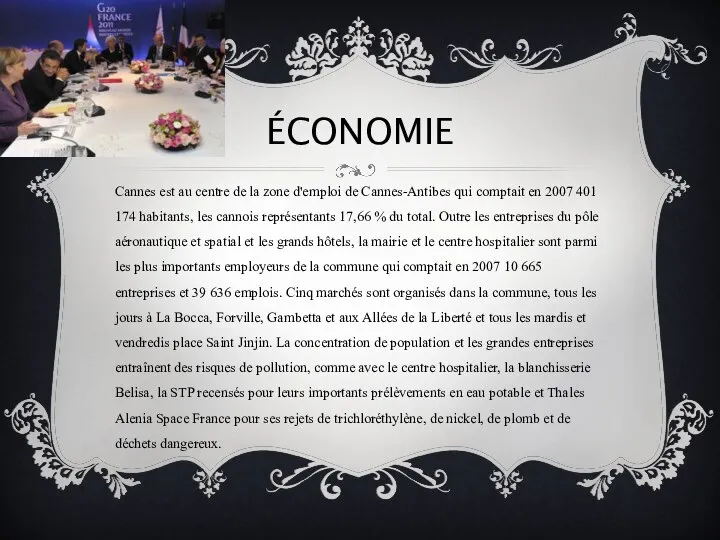 Économie Cannes est au centre de la zone d'emploi de Cannes-Antibes