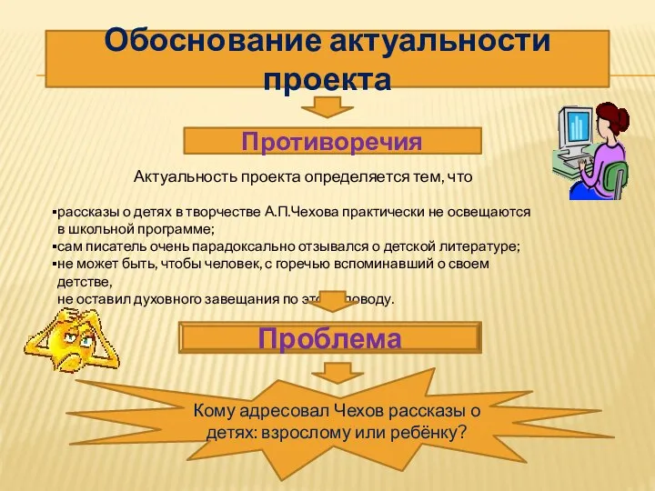 Обоснование актуальности проекта Противоречия Актуальность проекта определяется тем, что рассказы о