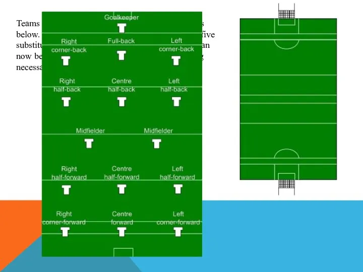 Teams consist of fifteen players and they line out as below.