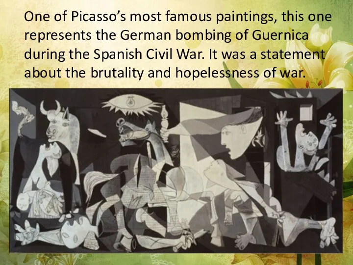 One of Picasso’s most famous paintings, this one represents the German