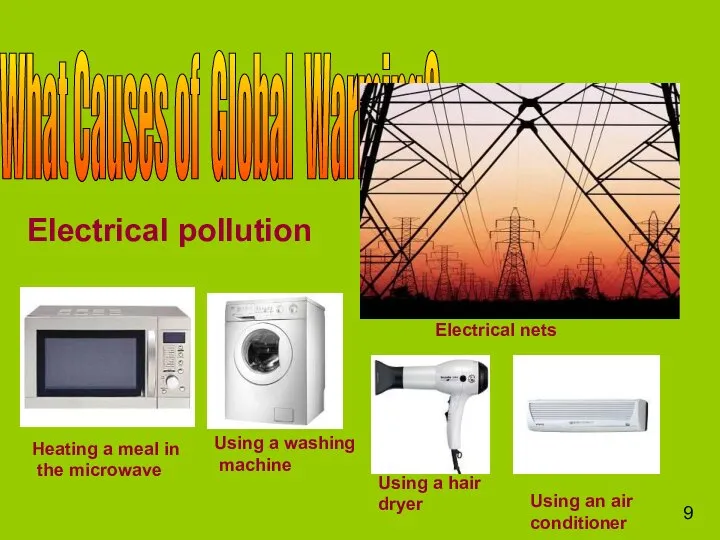 What Causes of Global Warming? Electrical pollution Using a hair dryer