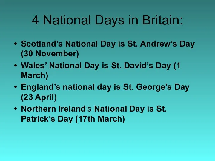 4 National Days in Britain: Scotland’s National Day is St. Andrew’s