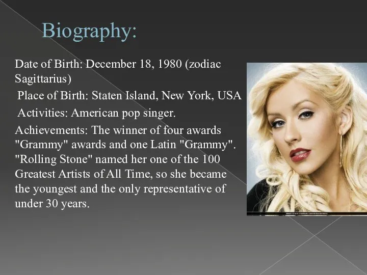 Biography: Date of Birth: December 18, 1980 (zodiac Sagittarius) Place of