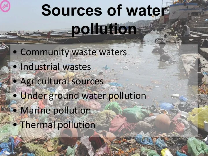 Sources of water pollution Community waste waters Industrial wastes Agricultural sources