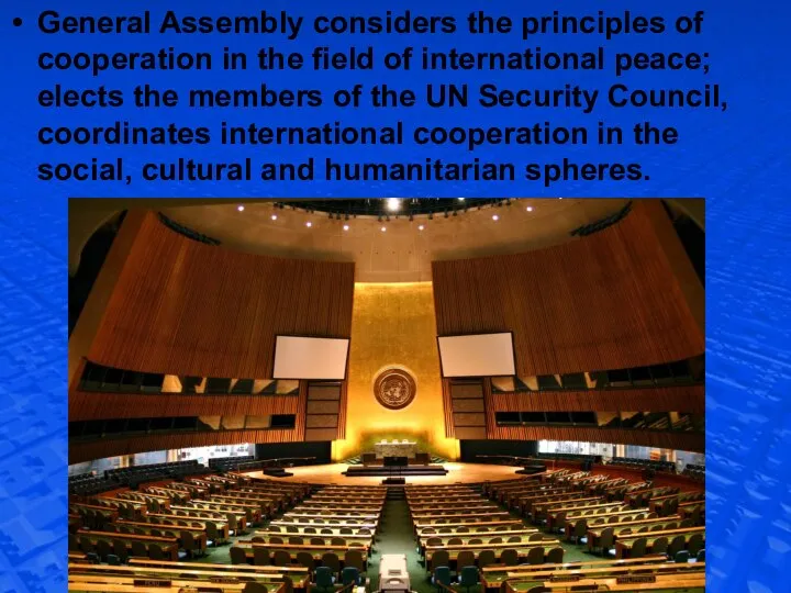 General Assembly considers the principles of cooperation in the field of