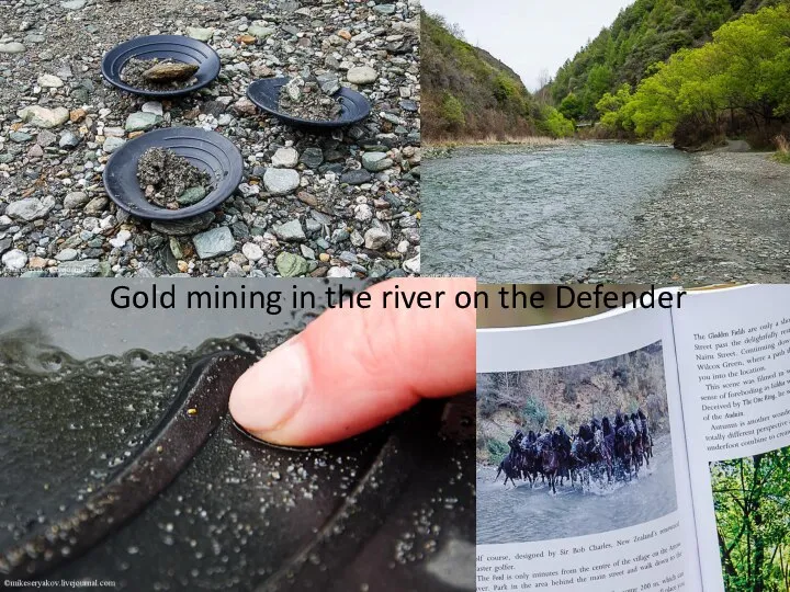 Gold mining in the river on the Defender