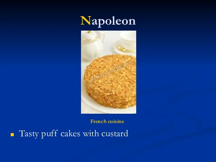 Napoleon Tasty puff cakes with custard French cuisine