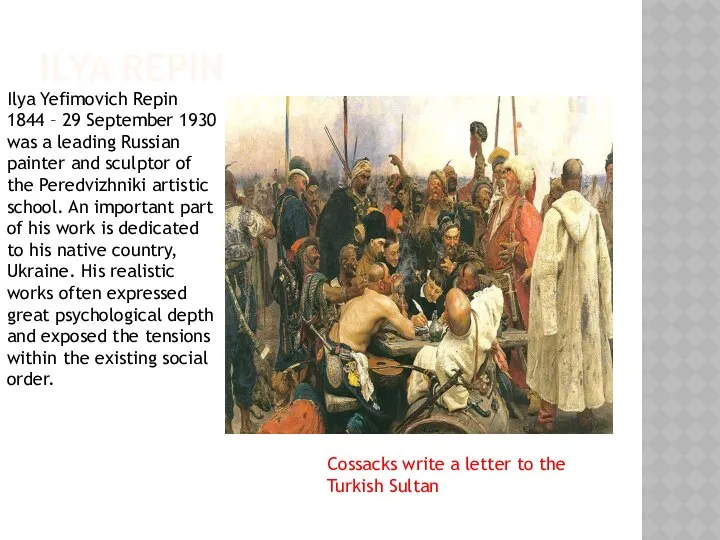 Ilya Repin Cossacks write a letter to the Turkish Sultan Ilya