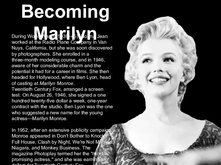 Becoming Marilyn During World War II (1939–45), Norma Jean worked at