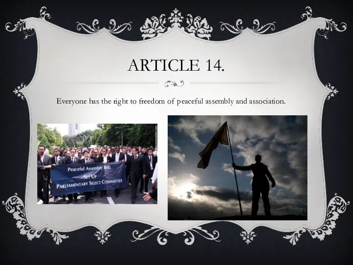 Article 14. Everyone has the right to freedom of peaceful assembly and association.