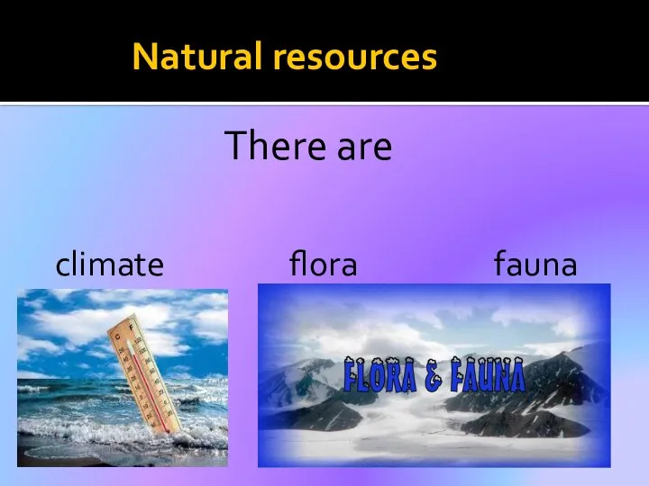 Natural resources There are climate flora fauna