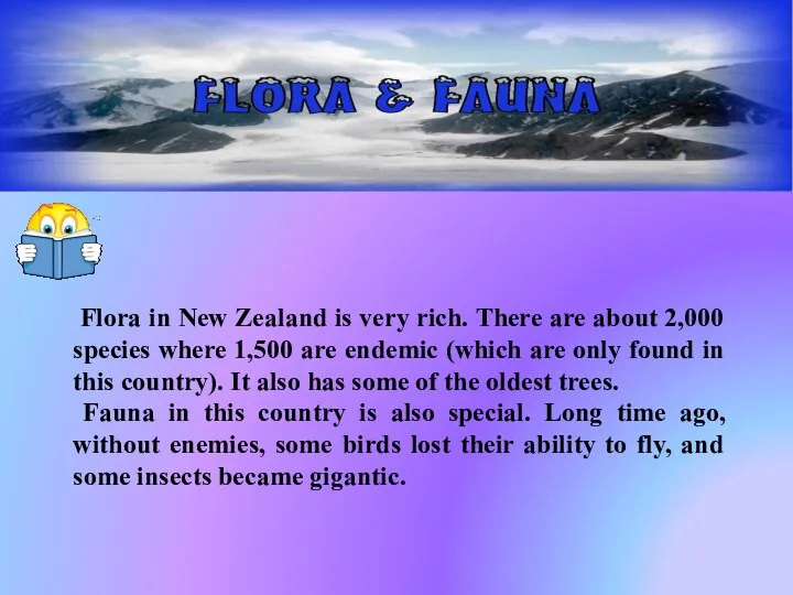 Flora in New Zealand is very rich. There are about 2,000