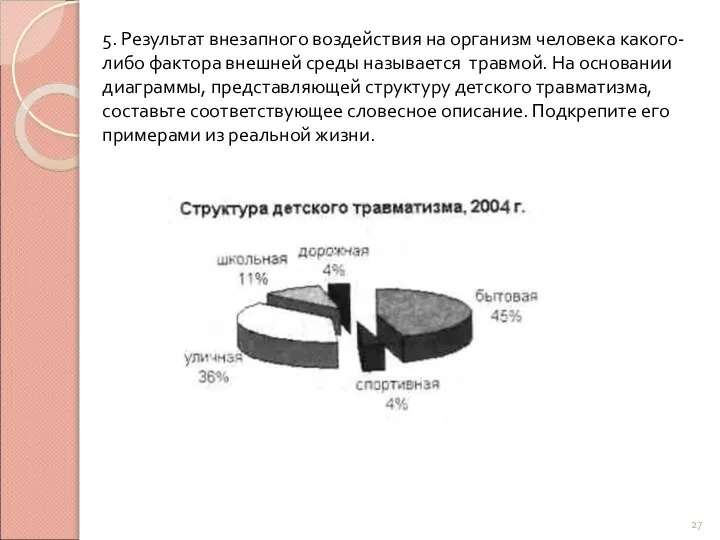 5. Результат внезапного воздействия на организм чело­века какого-либо фактора внешней среды