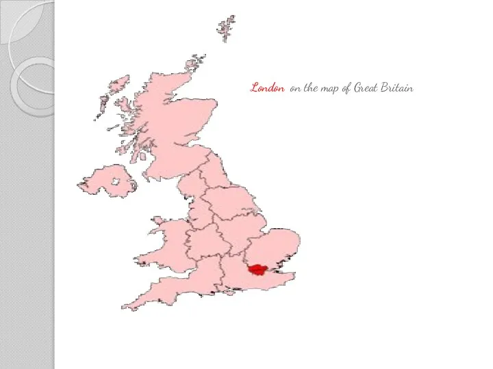 London on the map of Great Britain