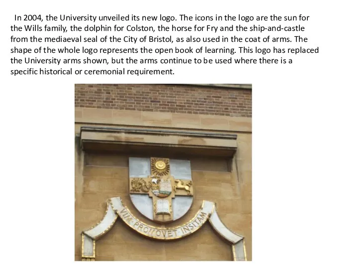 In 2004, the University unveiled its new logo. The icons in