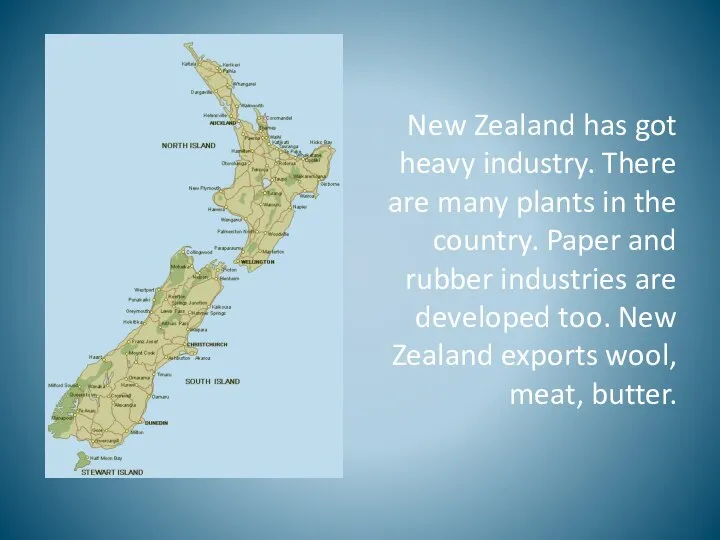 New Zealand has got heavy industry. There are many plants in