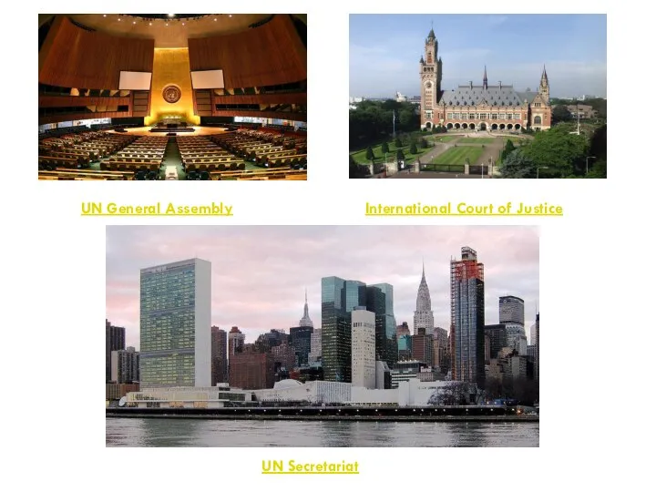 UN General Assembly International Court of Justice UN Secretariat