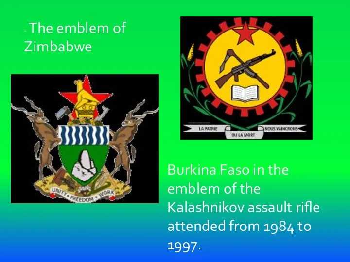 - The emblem of Zimbabwe Burkina Faso in the emblem of