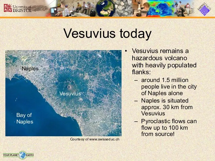 Vesuvius today Vesuvius remains a hazardous volcano with heavily populated flanks: