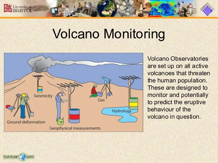 Volcano Monitoring Volcano Observatories are set up on all active volcanoes