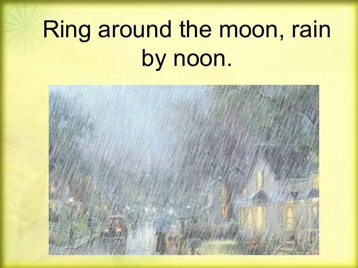 Ring around the moon, rain by noon.