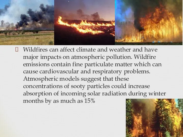 Wildfires can affect climate and weather and have major impacts on